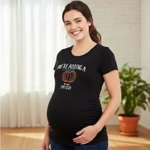Motherhood Maternity Halloween Shirt Adding A Pumpkin Announcement‎ Size XL